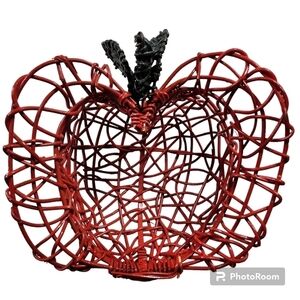 Vintage Large Red Apple Shaped Wicker Basket